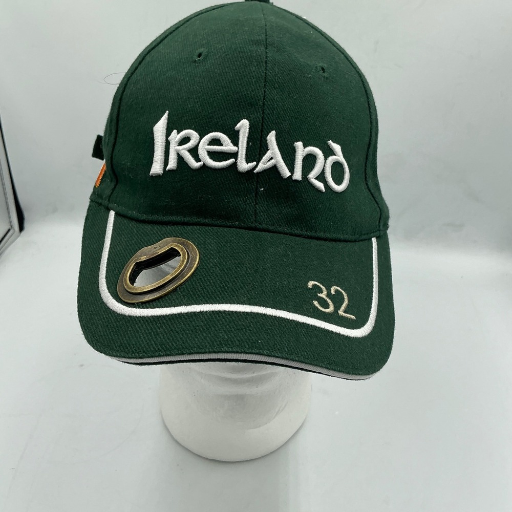 Allied Ireland Bottle Opener Hat OSFA Green Ireland 32 Counties Souvenir Cap